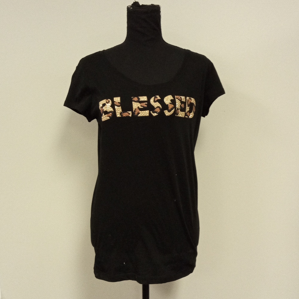 New York Company Women's Black and Brown Short Sleeve Top Size Medium